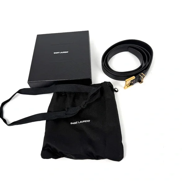 Saint Laurent Skinny YSL Logo Buckle Leather Belt 95 38